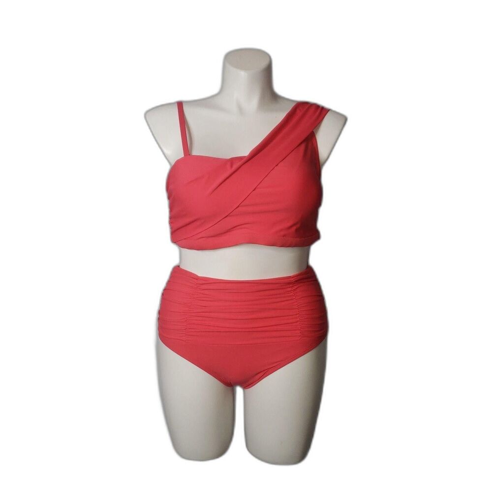 APT.9 Bikini Swimsuit Womens 2XL High Waist Retro Ruched Swim Top Bottom Set